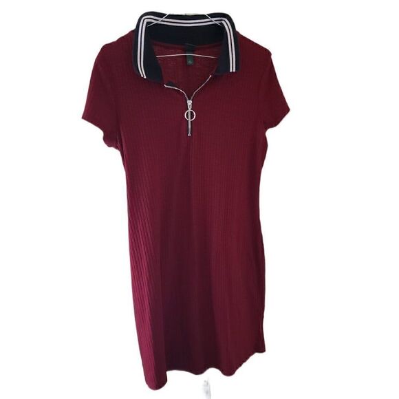 Wild Fable Short Sleeve Quarter-Zip Collared Rib Knit Dress - Picture 1 of 3